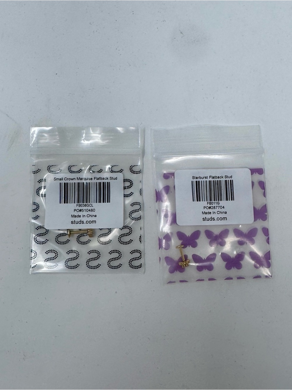 STUDS| Gold Flatback Stud Earrings - Starburst & Crown - Set of 2 - EUC